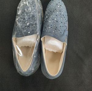 Grey Sparkle Wedge Shoes